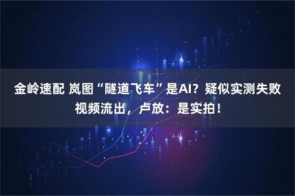 金岭速配 岚图“隧道飞车”是AI？疑似实测失败视频流出，卢放：是实拍！
